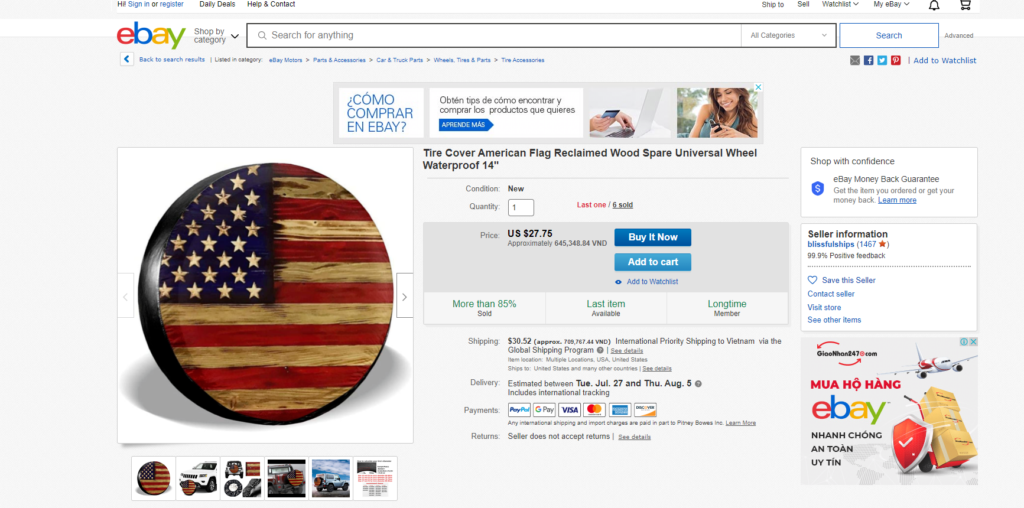 eBay spare tire cover