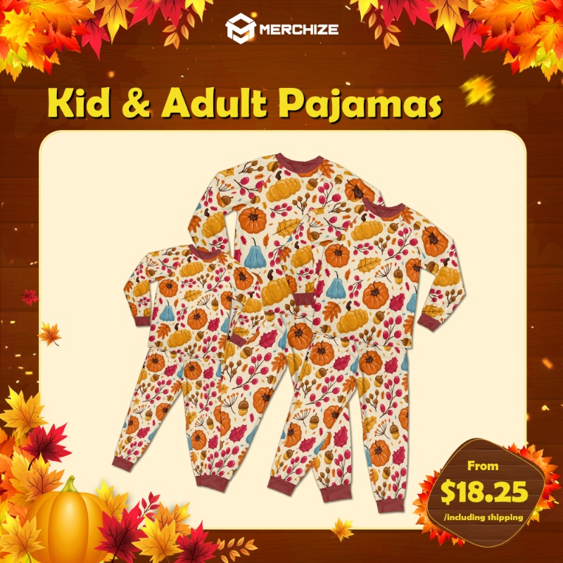 sản phẩm thanks giving kid and adult pajamas